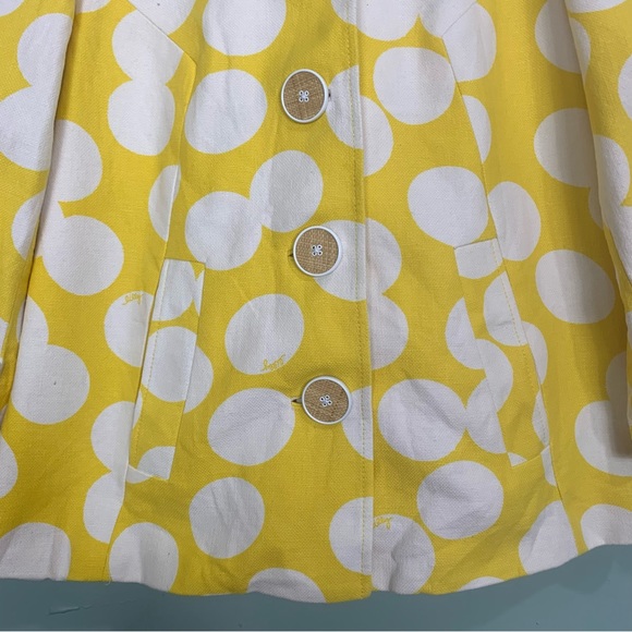 Lilly Pulitzer Blazer Jacket Circles Polka Dots White Yellow Button Size 6 - Picture 3 of 16